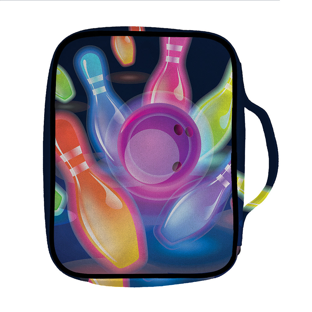 Light Up Bowling Pins Print Front Pocket Bible Bag