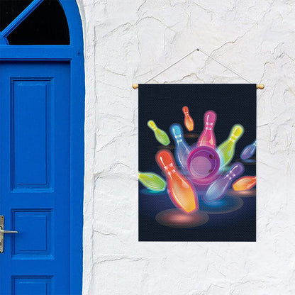 Light Up Bowling Pins Print Garden Flag