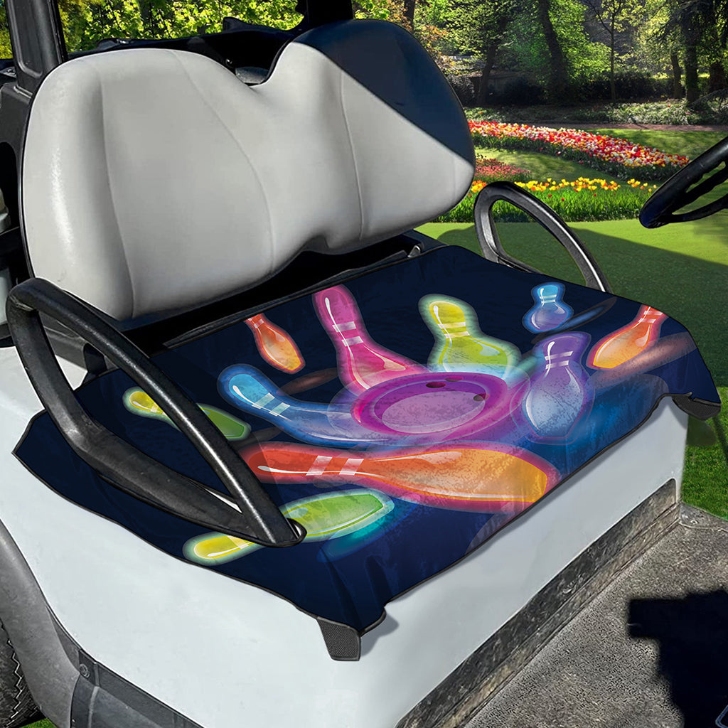 Light Up Bowling Pins Print Golf Cart Seat Cover