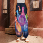 Light Up Bowling Pins Print Harem Pants
