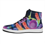 Light Up Bowling Pins Print High Top Leather Sneakers