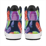Light Up Bowling Pins Print High Top Leather Sneakers