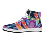 Light Up Bowling Pins Print High Top Leather Sneakers