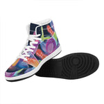Light Up Bowling Pins Print High Top Leather Sneakers