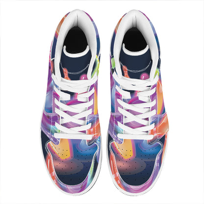 Light Up Bowling Pins Print High Top Leather Sneakers