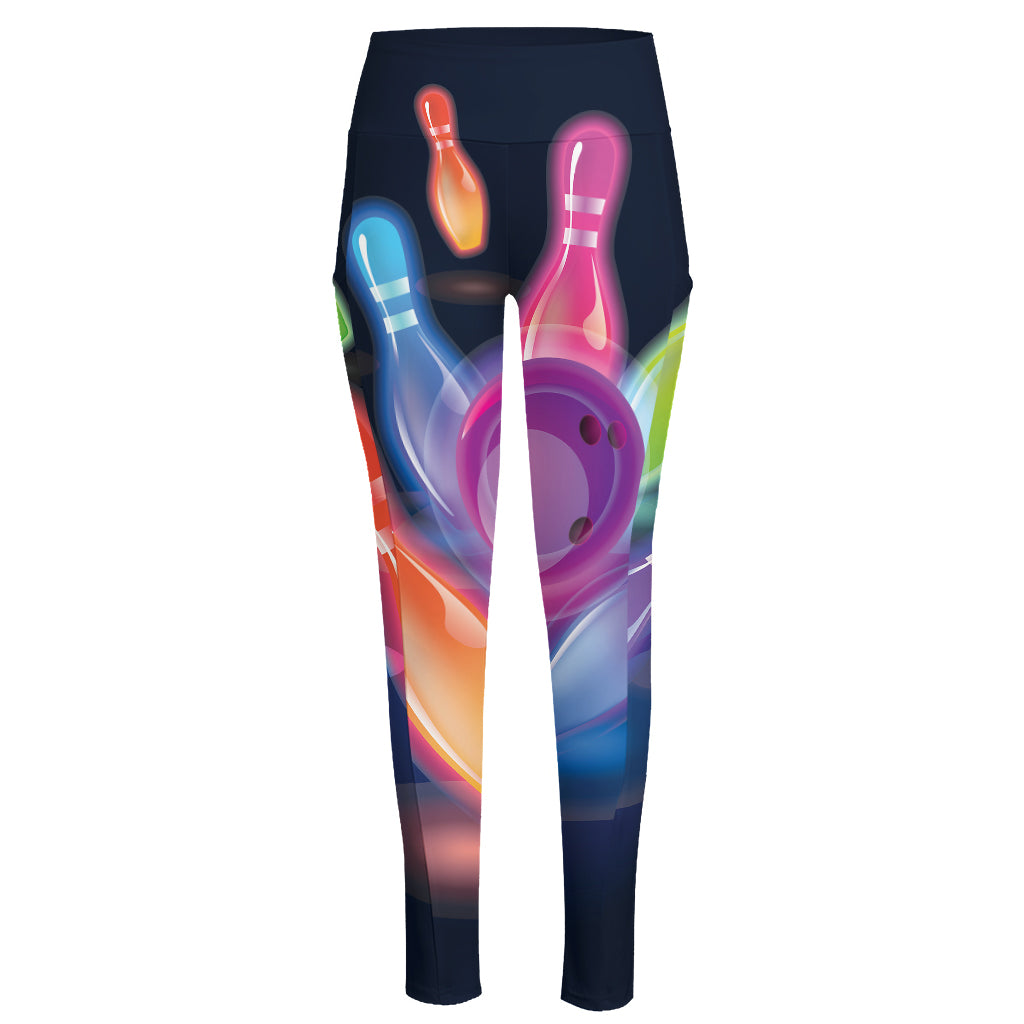 Light Up Bowling Pins Print High-Waisted Pocket Leggings