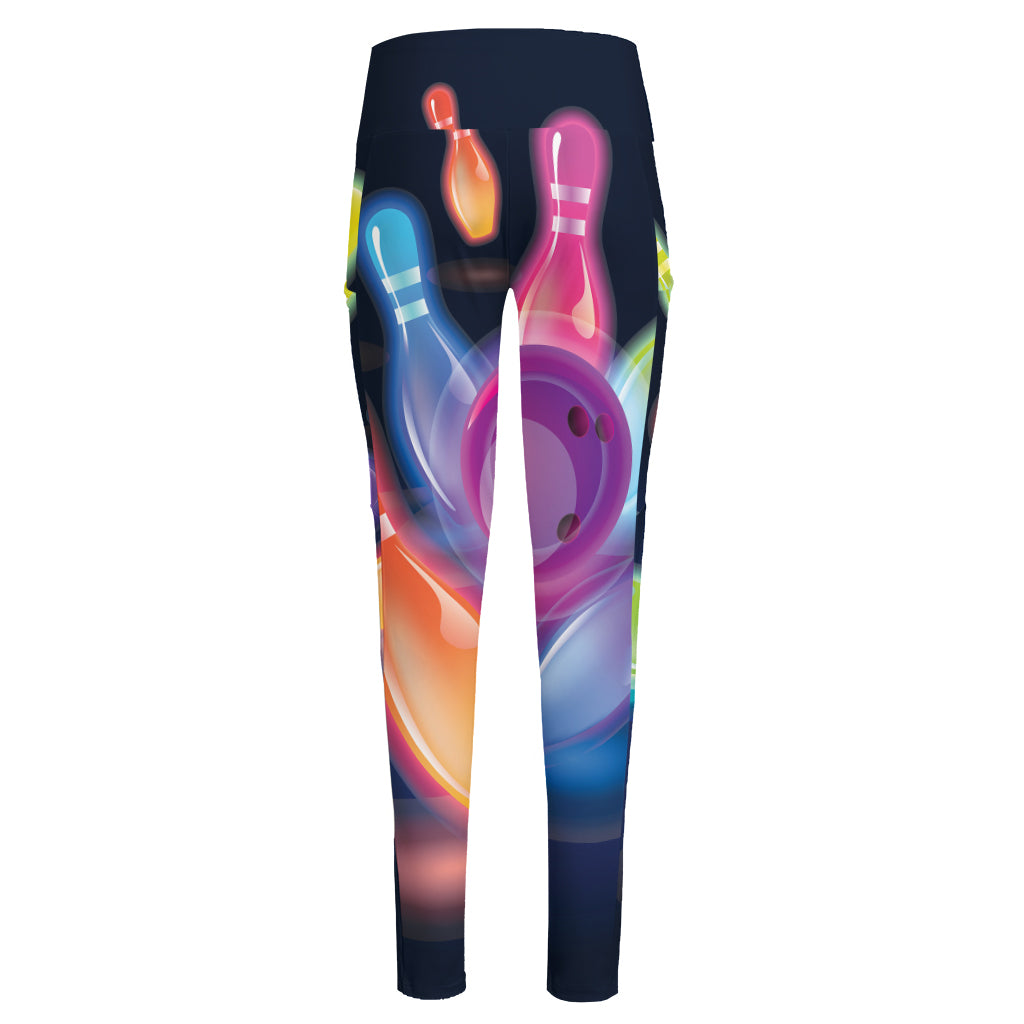 Light Up Bowling Pins Print High-Waisted Pocket Leggings