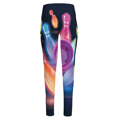 Light Up Bowling Pins Print High-Waisted Pocket Leggings