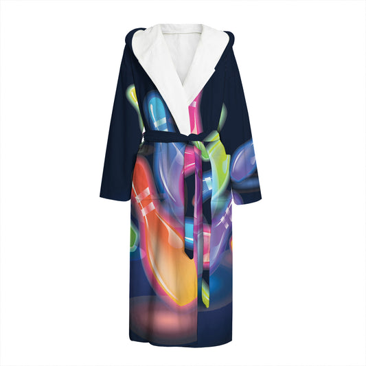 Light Up Bowling Pins Print Hooded Bathrobe