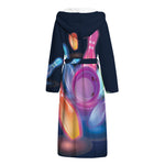 Light Up Bowling Pins Print Hooded Bathrobe