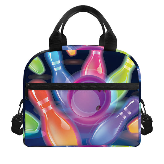 Light Up Bowling Pins Print Insulated Lunch Bag