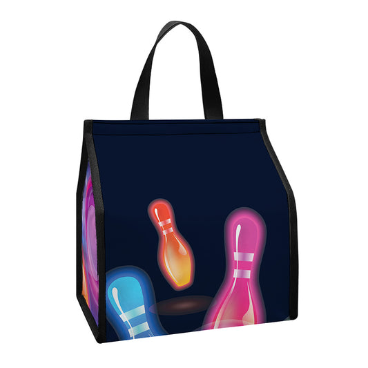 Light Up Bowling Pins Print Insulated Lunch Tote