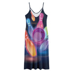 Light Up Bowling Pins Print Jersey Midi Cami Dress