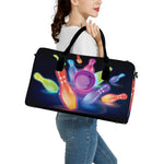 Light Up Bowling Pins Print Leather Duffle Bag