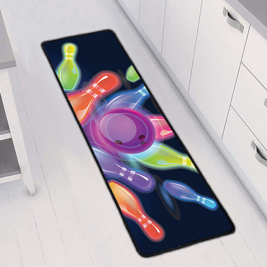 Light Up Bowling Pins Print Long Kitchen Mat