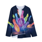 Light Up Bowling Pins Print Long Sleeve Short Coat