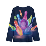 Light Up Bowling Pins Print Long Sleeve Short Coat