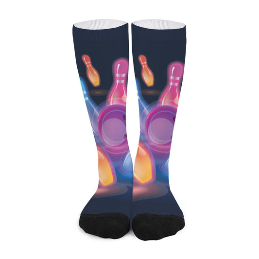 Light Up Bowling Pins Print Long Socks
