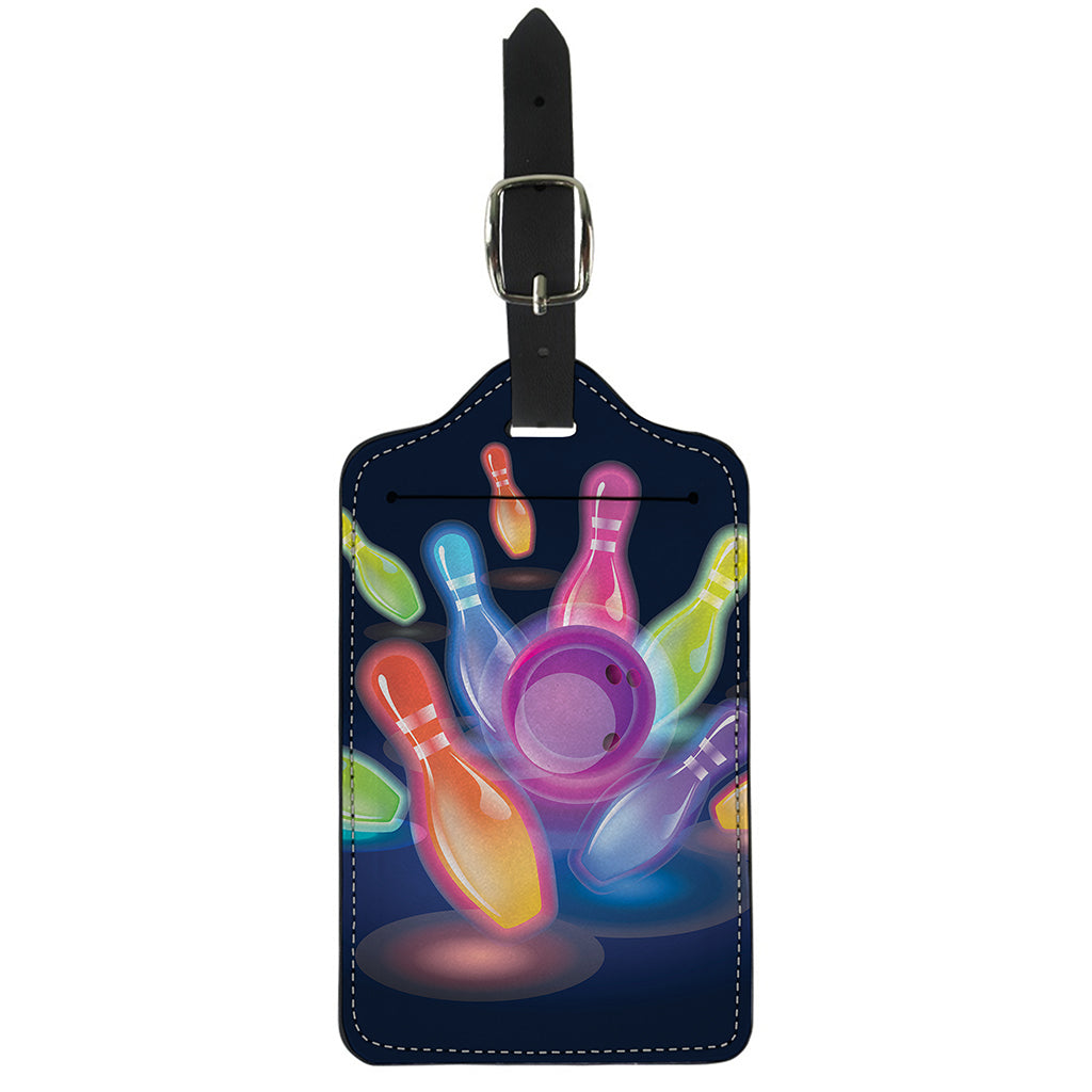 Light Up Bowling Pins Print Luggage Tag