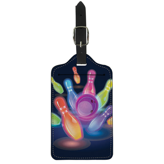 Light Up Bowling Pins Print Luggage Tag