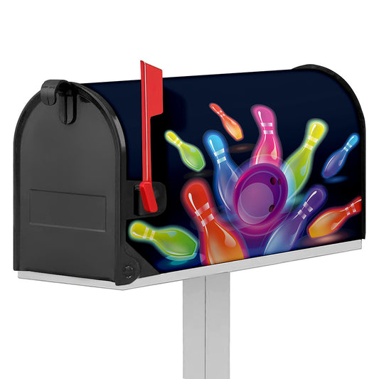 Light Up Bowling Pins Print Mailbox Cover