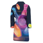 Light Up Bowling Pins Print Men's Bathrobe