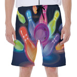 Light Up Bowling Pins Print Men's Beach Shorts