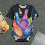 Light Up Bowling Pins Print Men's Bodysuit