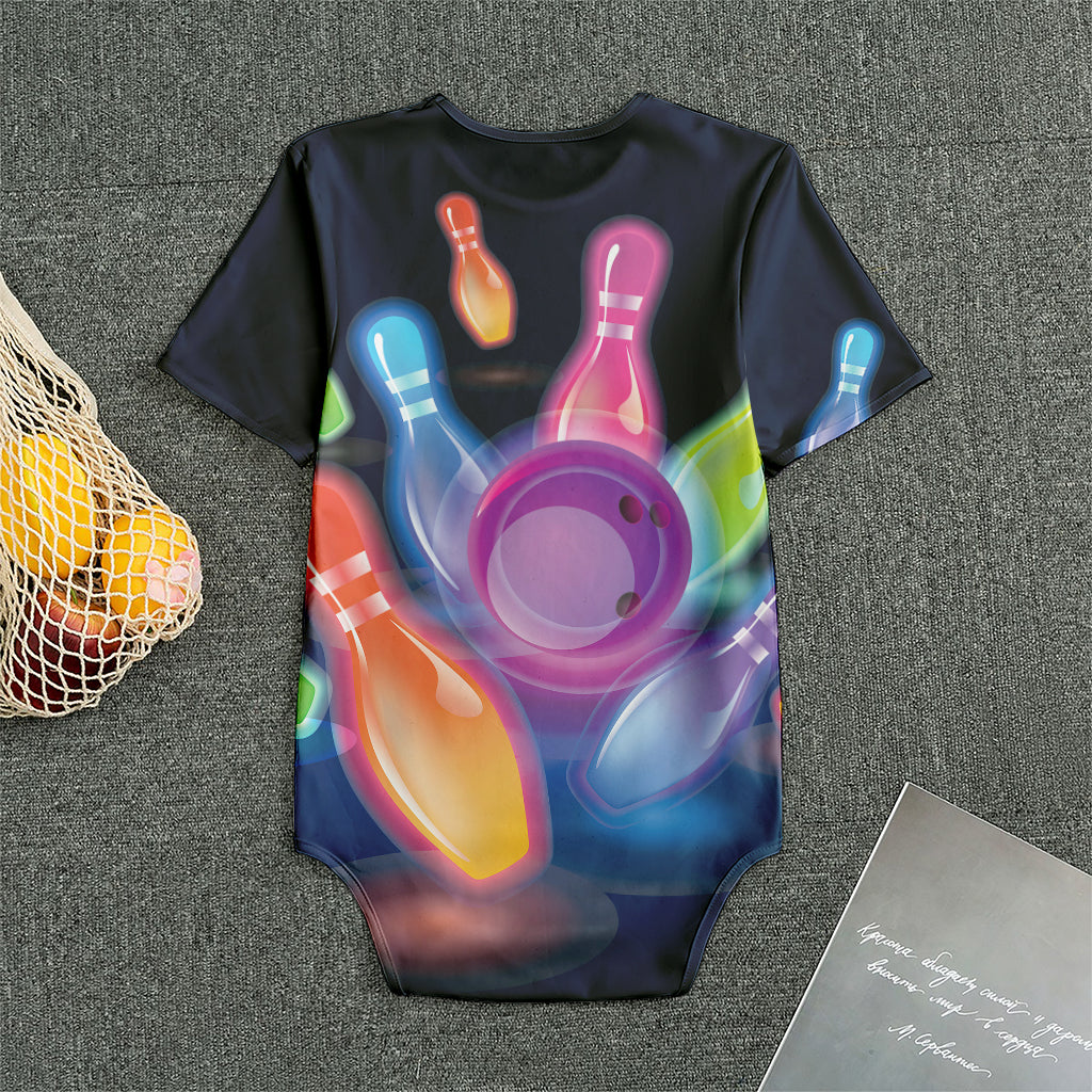 Light Up Bowling Pins Print Men's Bodysuit