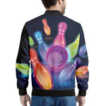Light Up Bowling Pins Print Men's Bomber Jacket