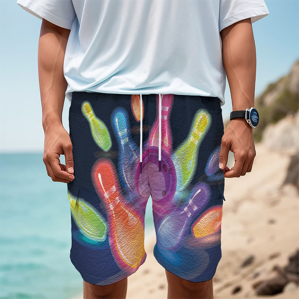 Light Up Bowling Pins Print Men's Cargo Shorts