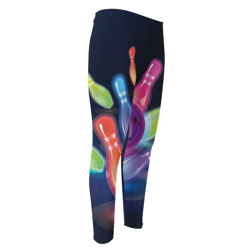 Light Up Bowling Pins Print Men's Compression Pants