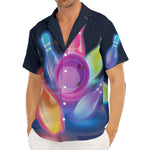 Light Up Bowling Pins Print Men's Deep V-Neck Shirt