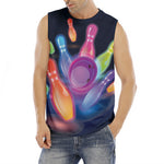 Light Up Bowling Pins Print Men's Fitness Tank Top