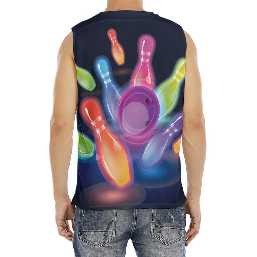 Light Up Bowling Pins Print Men's Fitness Tank Top