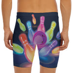 Light Up Bowling Pins Print Men's Long Boxer Briefs