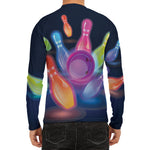 Light Up Bowling Pins Print Men's Long Sleeve Rash Guard