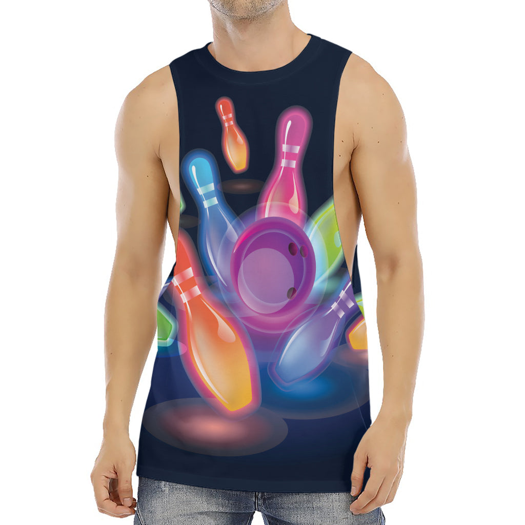 Light Up Bowling Pins Print Men's Muscle Tank Top