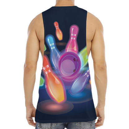 Light Up Bowling Pins Print Men's Muscle Tank Top