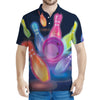 Light Up Bowling Pins Print Men's Polo Shirt