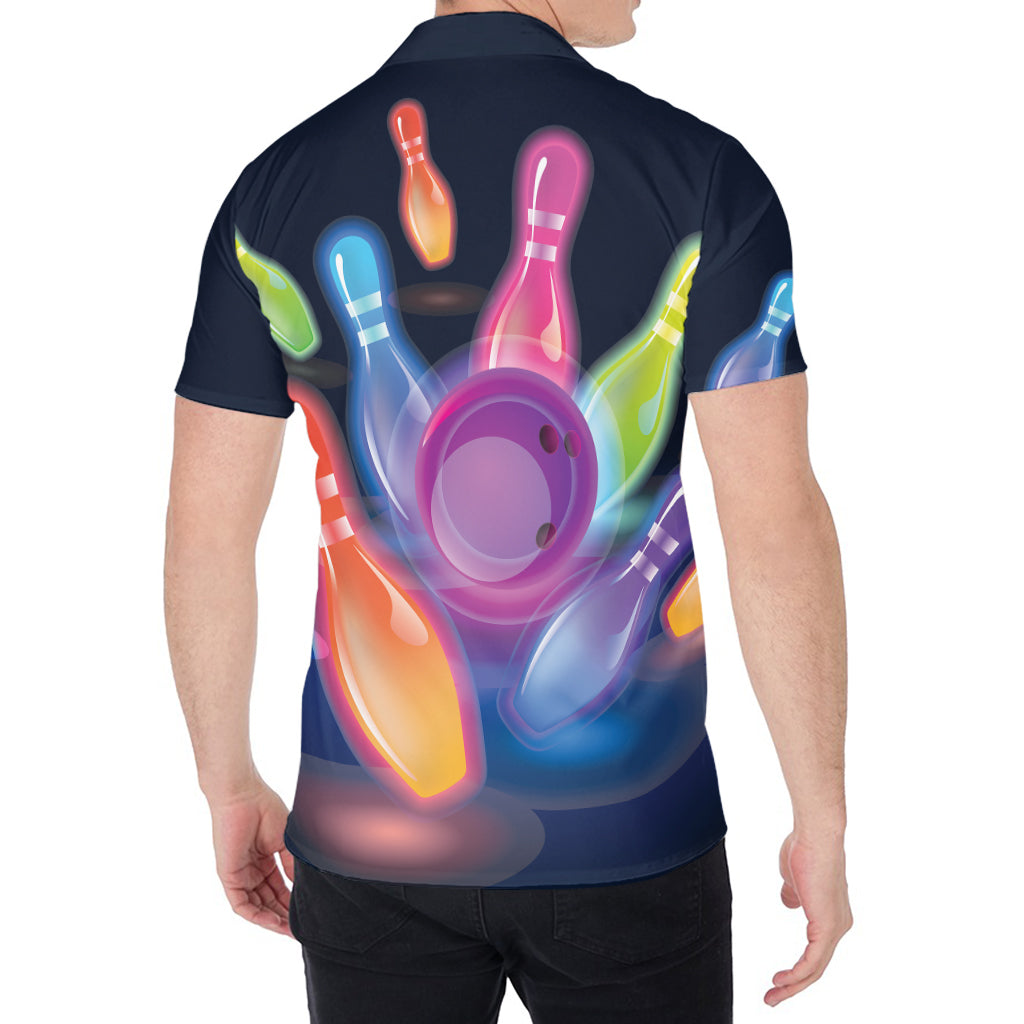 Light Up Bowling Pins Print Men's Shirt