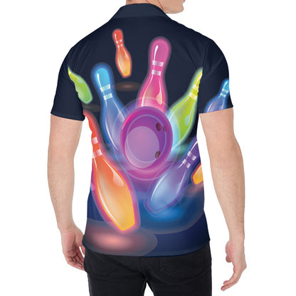 Light Up Bowling Pins Print Men's Shirt