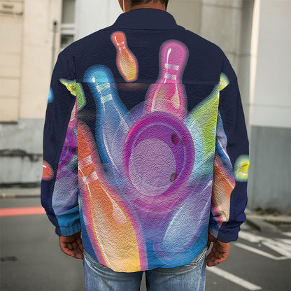 Light Up Bowling Pins Print Men's Shirt Jacket