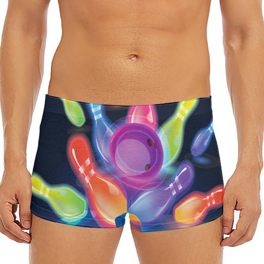 Light Up Bowling Pins Print Men's Short Boxer Briefs