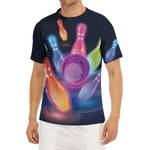Light Up Bowling Pins Print Men's Short Sleeve Rash Guard