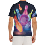 Light Up Bowling Pins Print Men's Short Sleeve Rash Guard
