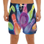 Light Up Bowling Pins Print Men's Split Running Shorts