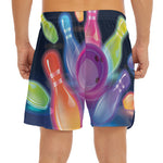 Light Up Bowling Pins Print Men's Split Running Shorts