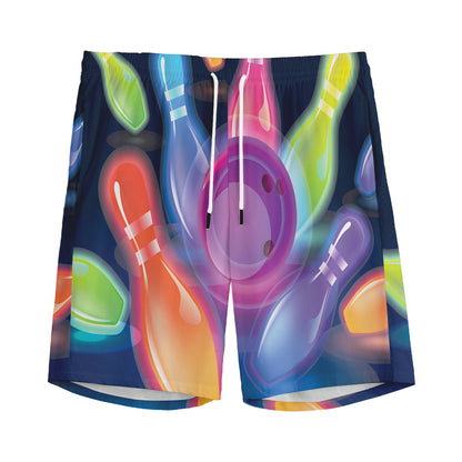 Light Up Bowling Pins Print Men's Sports Shorts