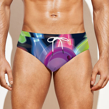 Light Up Bowling Pins Print Men's Swim Briefs